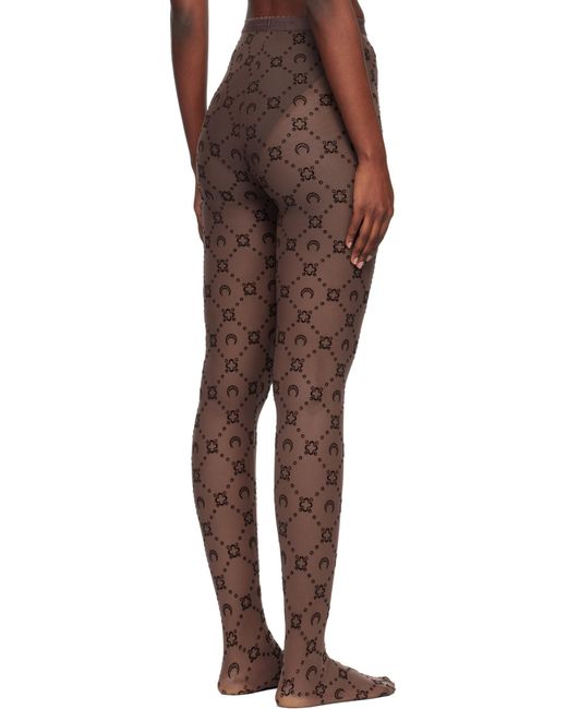 MARINE SERRE Multicolor Moon-Floral Flocked Mesh Tights