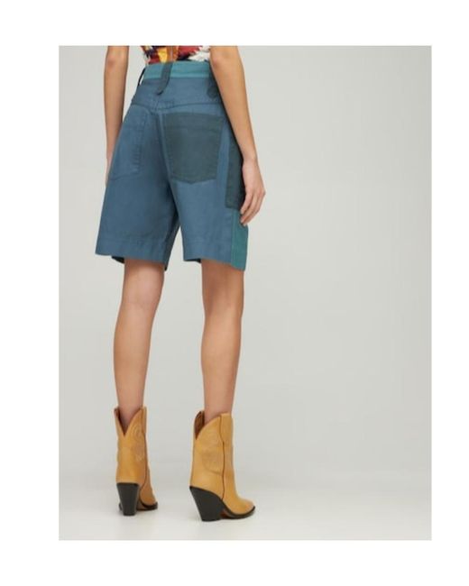 Isabel Marant Blue Stitched Casual Shorts