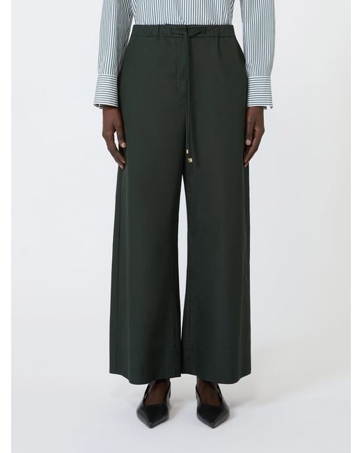 Max Mara Green Drawstring Wide-Leg Trousers