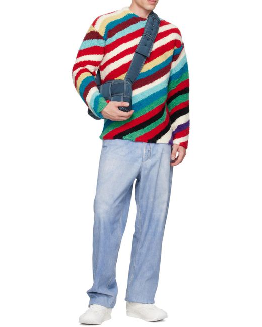 Bottega Veneta Red Striped Crewneck Jumper for men