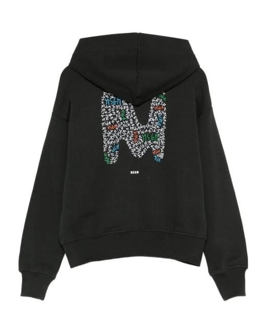 MSGM Black Zip-Up Hoodie
