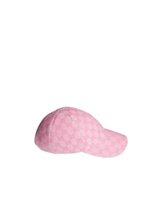 Gucci Pink Embroidered Gg Canvas Baseball Hat