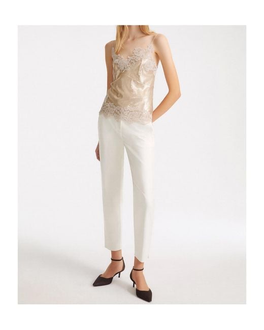 Marella White Casual Trousers With Belt Loops