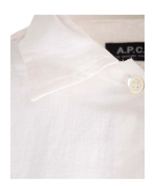 A.P.C. White Short-Sleeved Button-Up Shirt