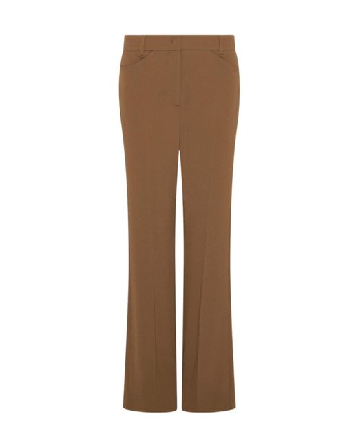 Marella Brown Mini-Flare Crepe Envers Satin Trousers