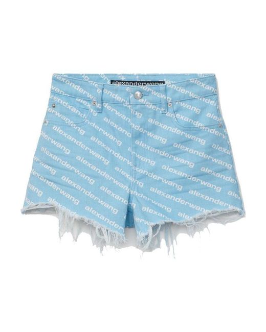 Alexander Wang Blue Bite High Rise Denim Shorts