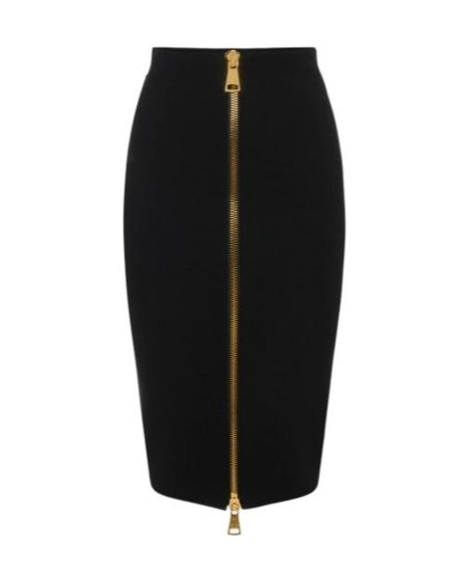 Elisabetta Franchi Black Zipped Midi Skirt