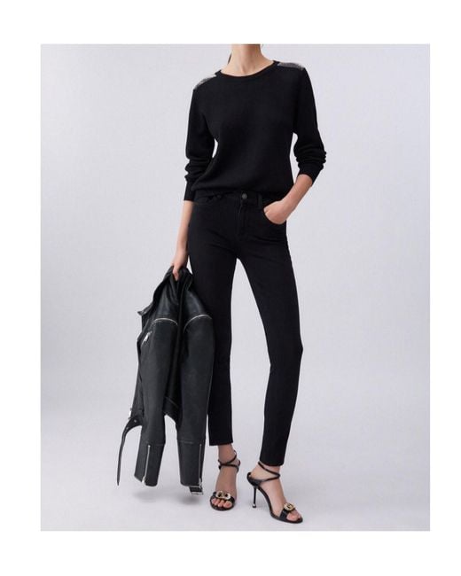Liu Jo Black Bead-Embellished Top