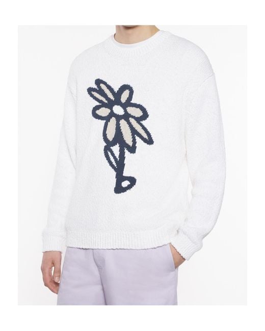 Maison Kitsuné White Maison Kitsuné Abstract Daisy Intarsia Jumper for men