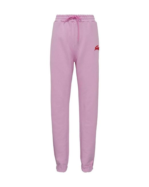MSGM Purple 3D Follow The Rabbit Embroidery Joggers