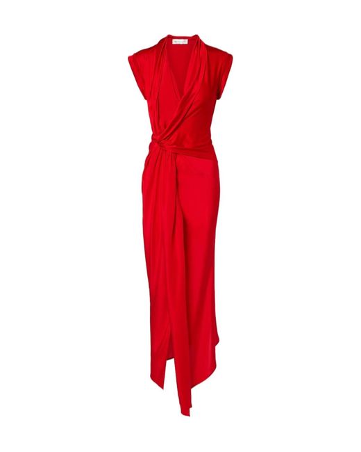 Victoria Beckham Gathered Silk-Trimmed Jersey Maxi Dress