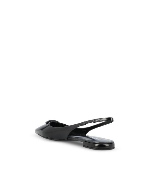 Prada Black Slingback Flat Sandals