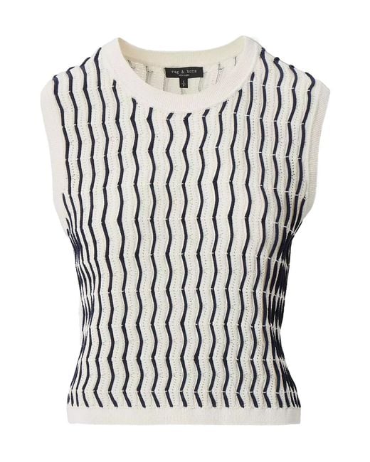 Rag & Bone White Leslie Striped Vest