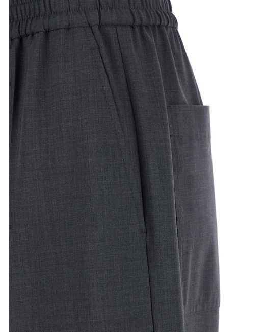 Brunello Cucinelli Blue Side-Pocketed Wide-Leg Pants