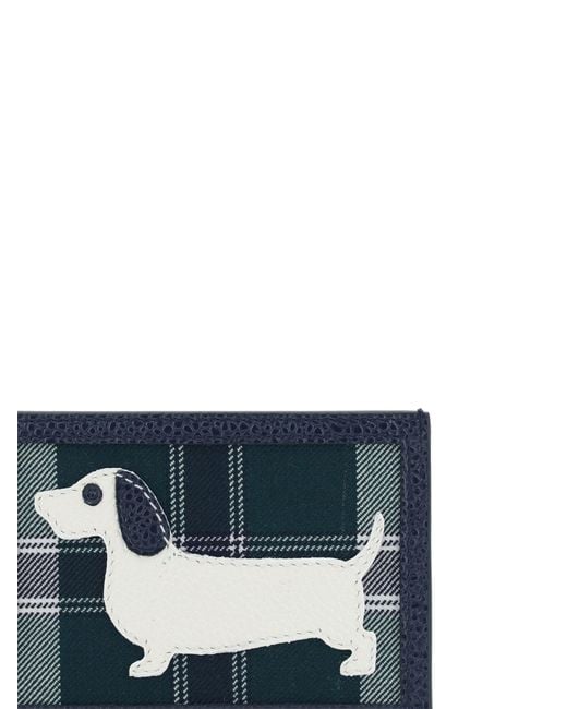Thom Browne Blue Hector Tartan Patch Cardholder for men