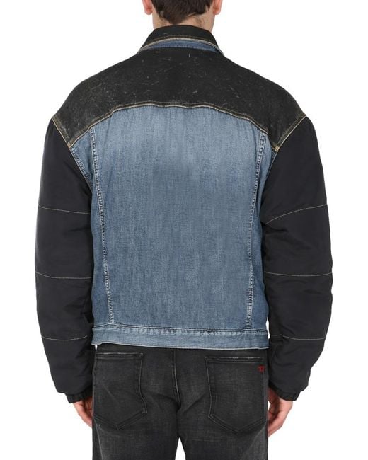 DIESEL Gray Checked Panel Denim Jacket for men