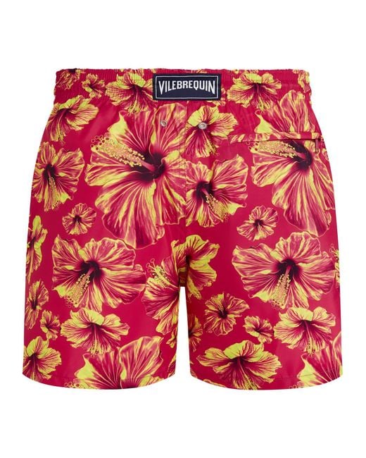 Vilebrequin Red Mahej Hibiscus Print Swim Shorts for men