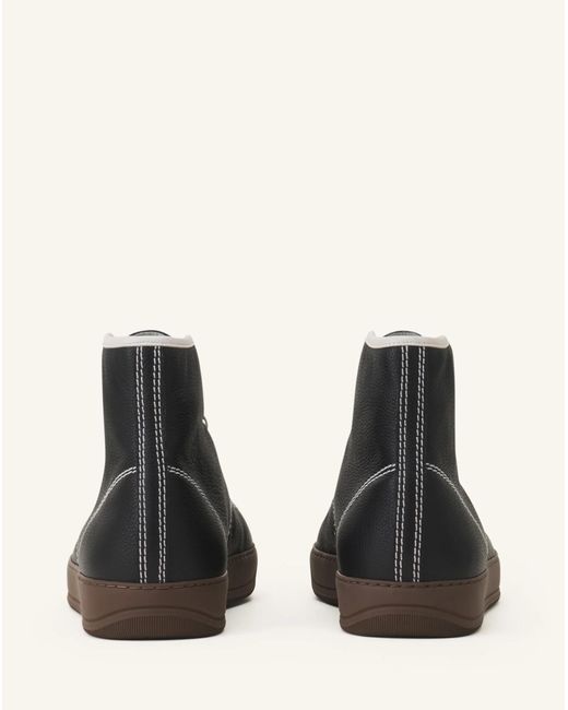 Lanvin Black Leather Lace-Up Sneakers for men