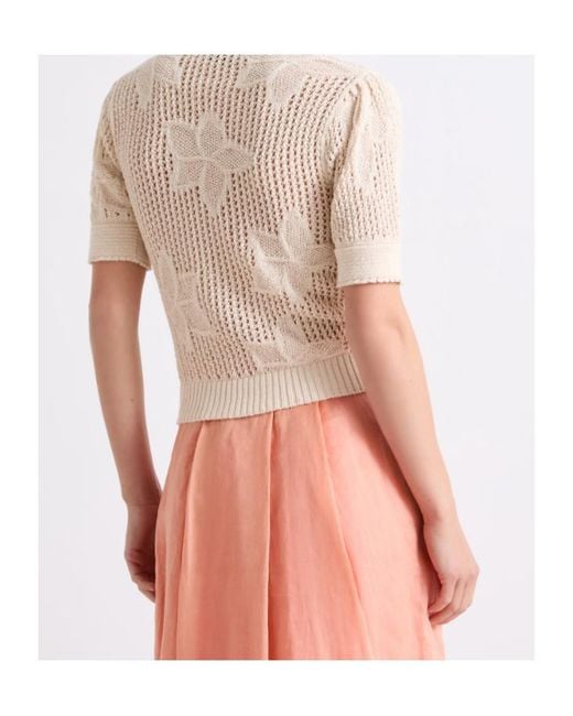 Marella White Mesh-Knit Crew-Neck Sweater