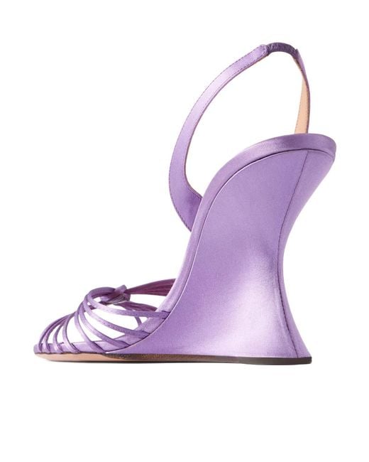 Aquazzura Purple Satin Wedge Sandals
