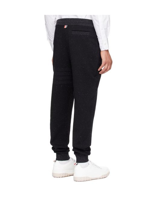 Thom Browne Black Drawstring Knitted Track Pants for men