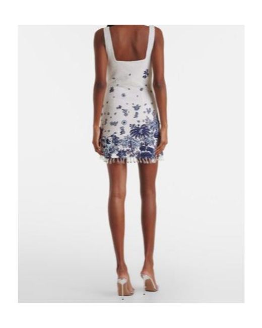 Staud Blue Le Sable Fringed Beaded Minidress