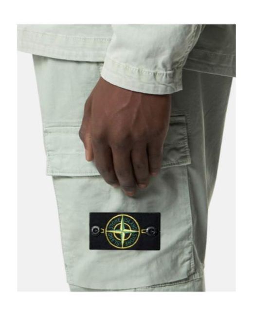 Stone Island Green Logo-Patch Trousers for men