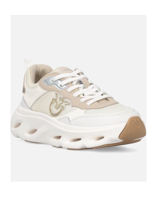 Pinko White Logo-Appliqué Sneakers