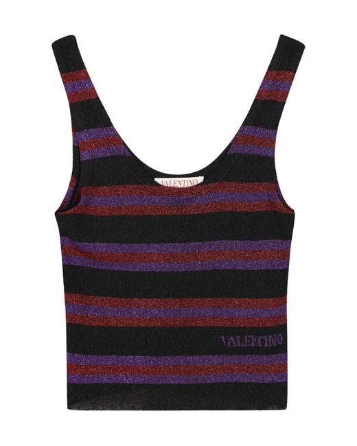 Valentino Red Striped Sleeveless Tank Top