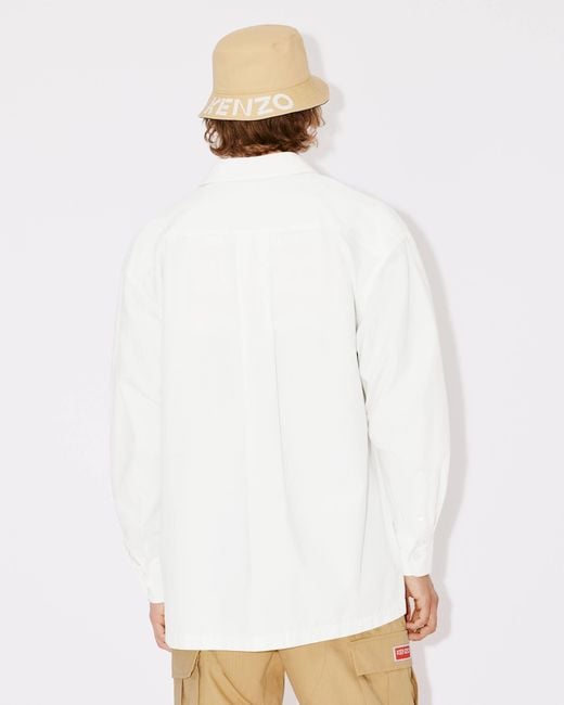 KENZO White Boke Flower Embroidered Buttoned Shirt for men