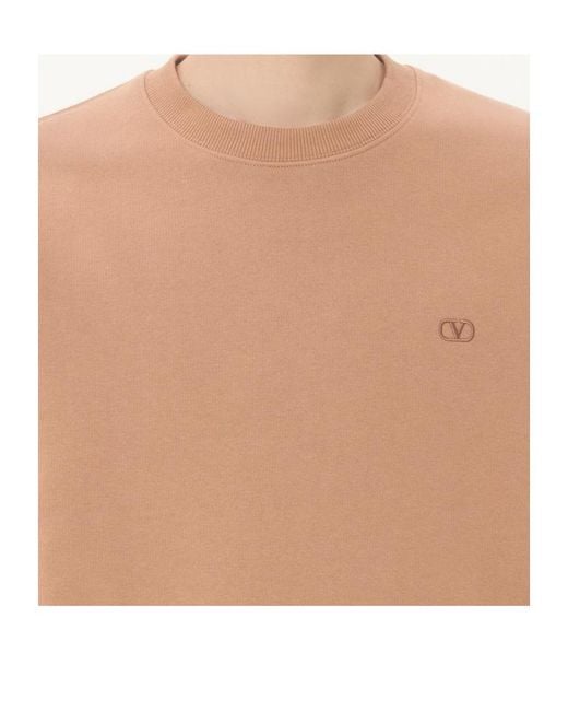 Valentino Natural Cotton Sweatshirt With Vlogo Embroidery for men