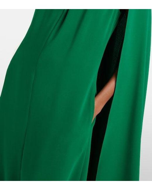 Oscar de la Renta Green Cyclamen Silk-Blend Georgette Kaftan