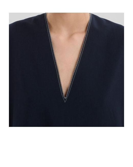 Marni Blue V-Neck Sleeveless Midi Dress