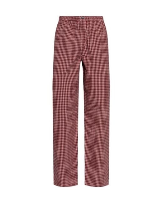 Vetements Red Checked Wide-Leg Trousers for men