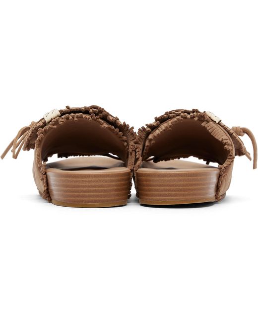 Visvim Brown Christo Shaman-Folk Slippers for men