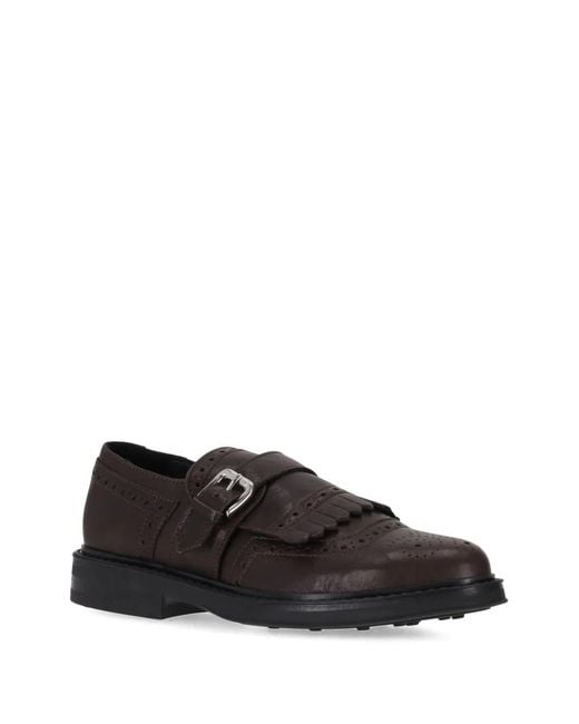 P.A.R.O.S.H. Black Buckle Fringed-Detail Monk Shoes