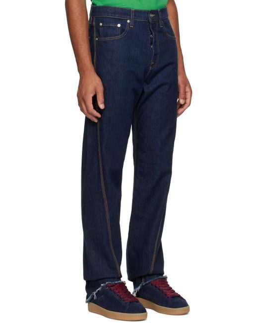 Lanvin Blue Logo Patch Mid-Rise Jeans for men
