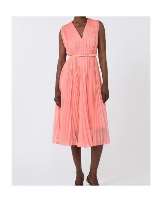 Max Mara Pink Pianoforte Pleated Chiffon Dress