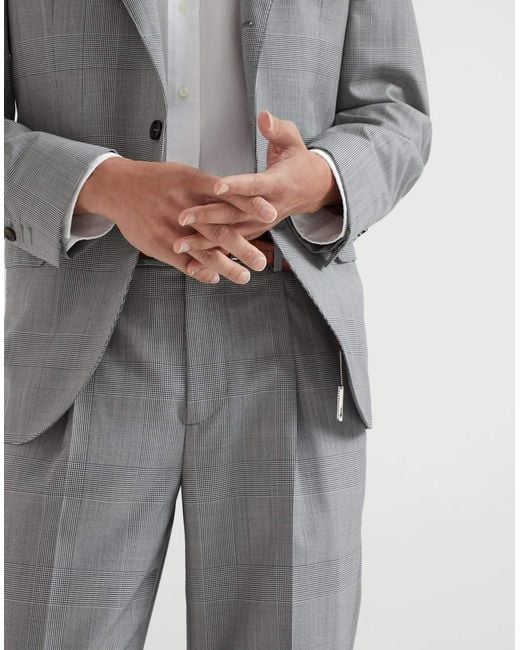 Brunello Cucinelli Gray Straight-Leg Wool Trousers for men