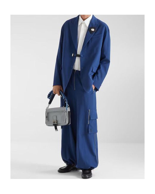 Fendi Blue Single-Breasted Tailored Blazer for men