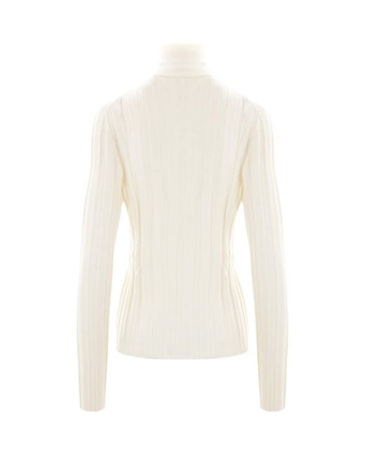 Allude White Rib Turtleneck