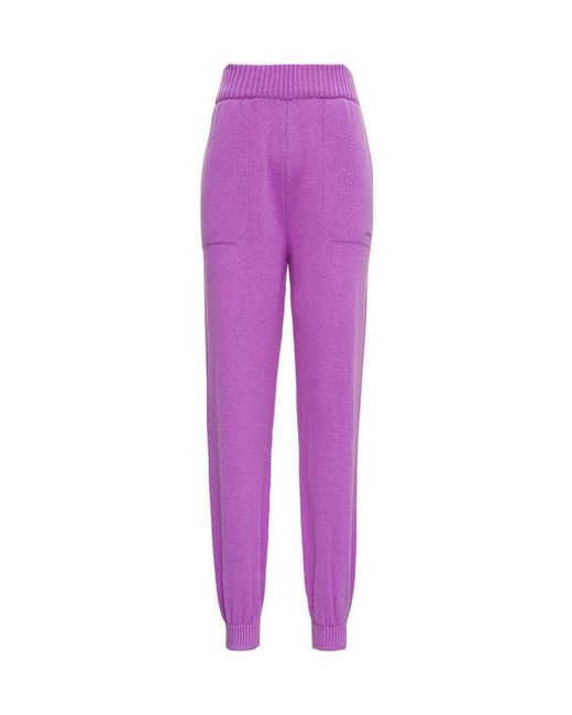 MSGM Purple Elastic Waist Knitted Track Pants