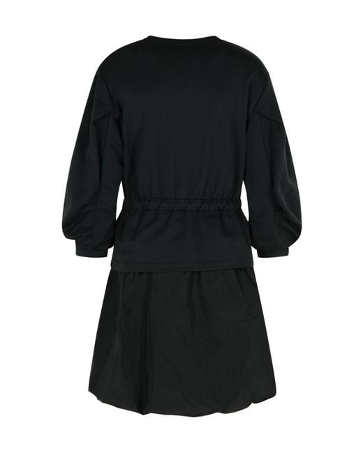 Moncler Black Layered Drawstring Waist Dress