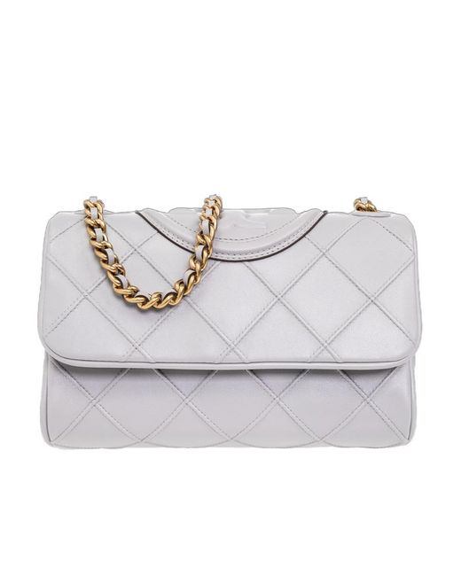 Tory Burch Gray Fleming Convertible Foldover Small Shoulder Bag