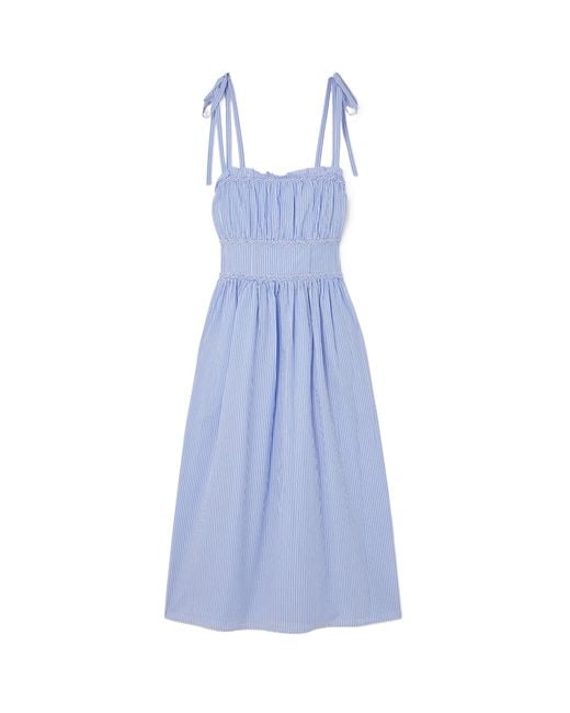 Polo Ralph Lauren Blue Knitted Ruffled Stripe Dress