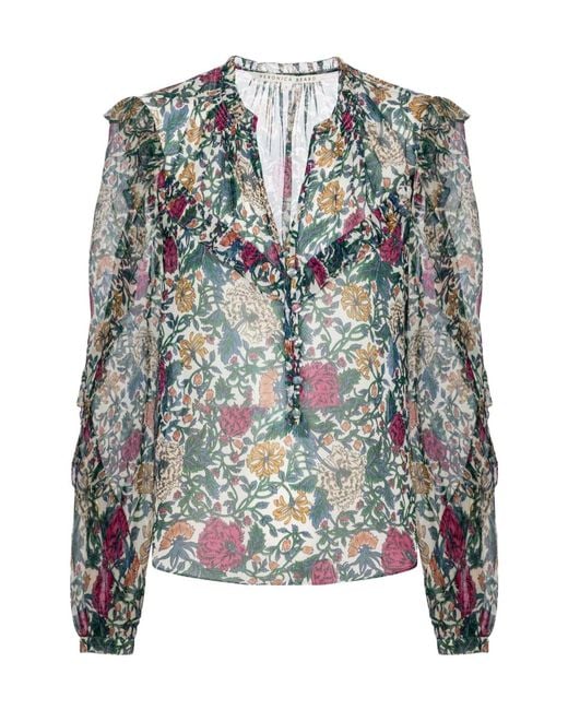 Veronica Beard Multicolor Abuela Floral Print Blouse