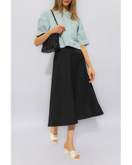 Bottega Veneta Blue Pocket Detailed Cropped T-Shirt