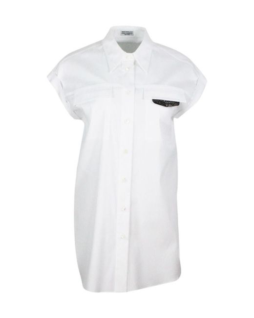 Brunello Cucinelli White Short Sleeved Buttoned Shirt