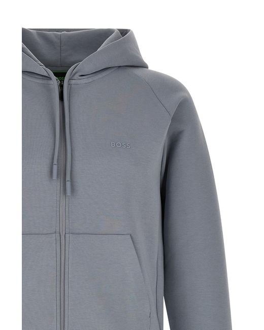 Boss Gray Long-Sleeve Hooded Sweatshirt for men