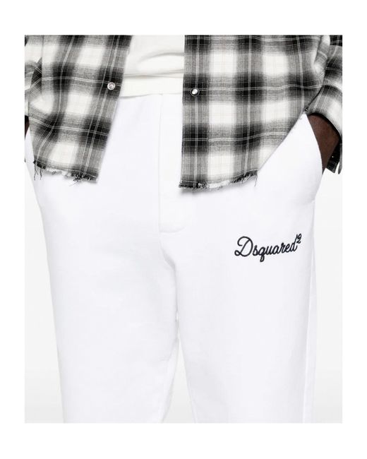 DSquared² White Logo Embroidered Sweatpants for men